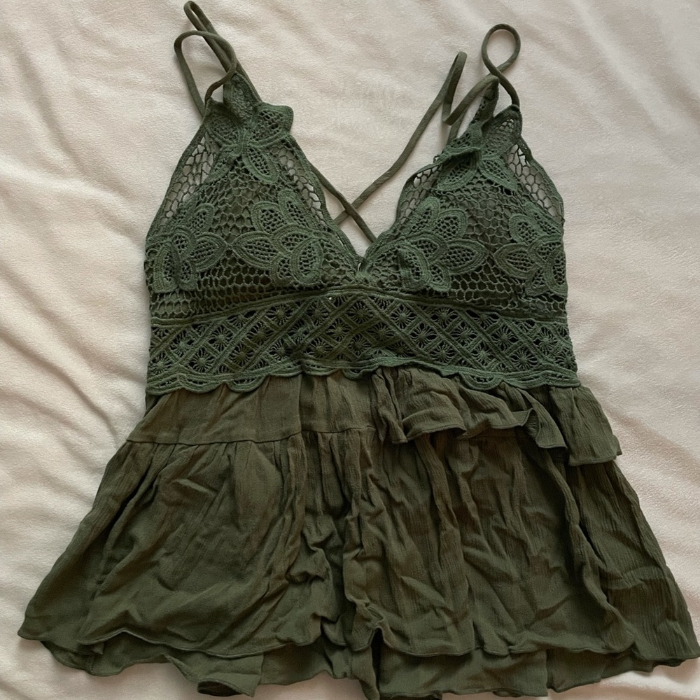 Olive Crochet Tank Top